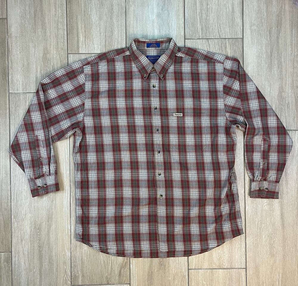 Vintage Pendleton Plaid Flannel Shirt Mens XL Made Hong Kong Button Up